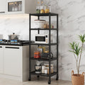 Amazon Brand  Umi 5 Tier Standing Sorage Shelf Units With Wheels, Kitchen Organizer Rack, Microwave Stand, BakerS Rack, Booksh