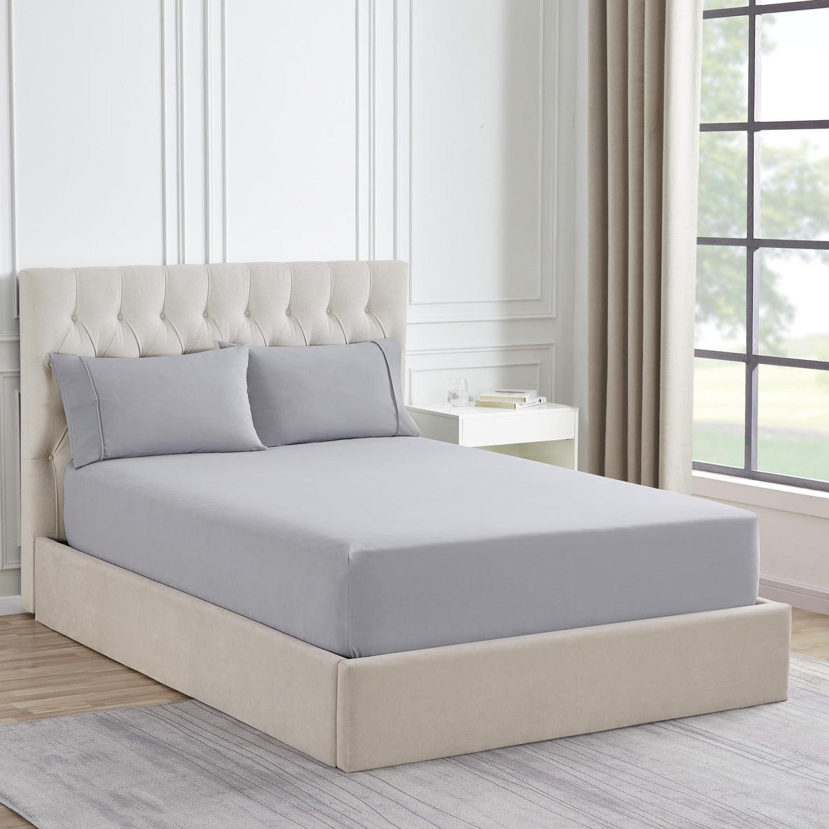 Twin Flannel Fitted Sheet Only With Full Elastic & Built In Corner Sheet Straps To Prevent Shifting - Ultra Soft & Breathable Fl