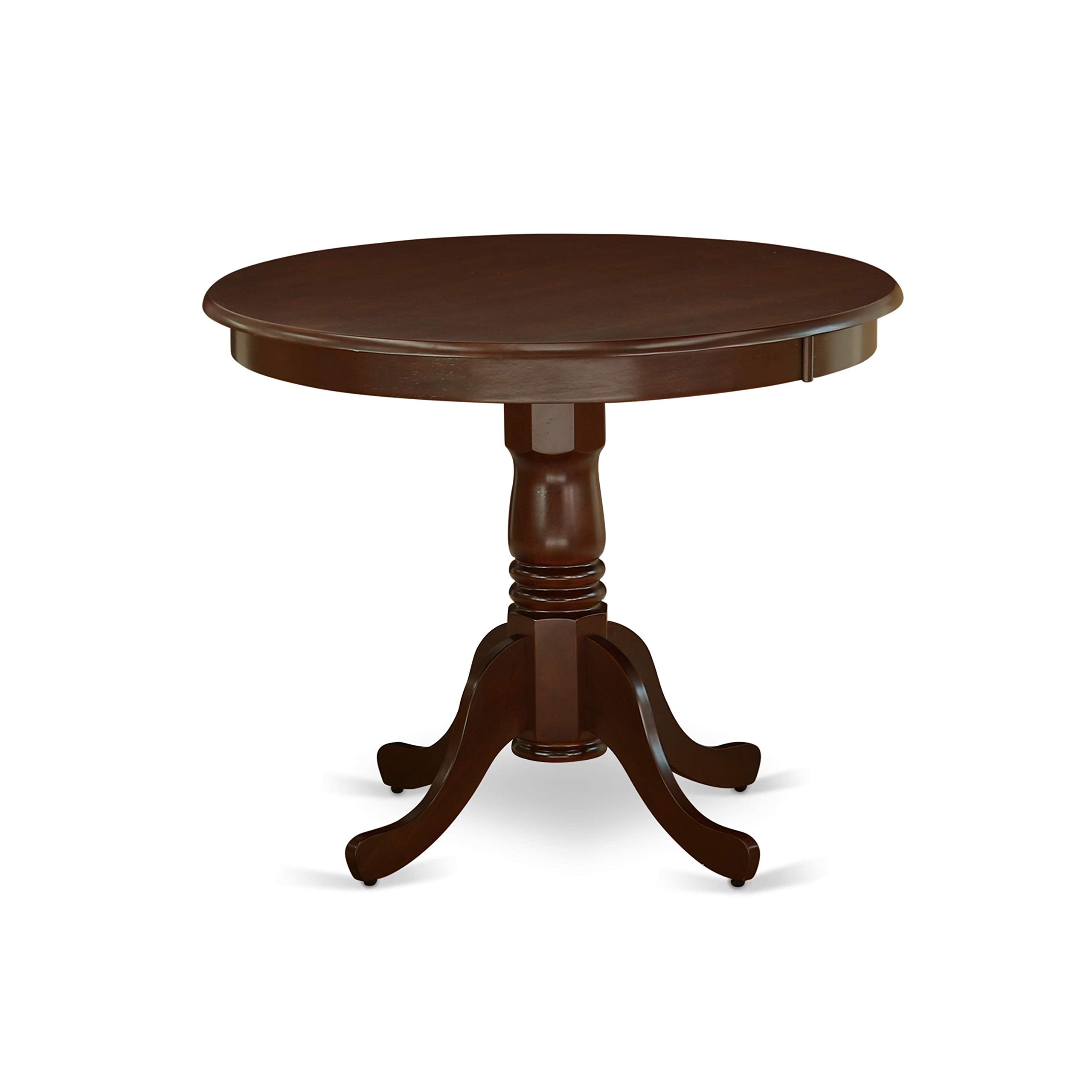 East West Furniture Anbo5-Mah-W 5 Piece Dinette Set For 4 Includes A Round Kitchen Table With Pedestal And 4 Dining Room Chairs, 36X36 Inch, Mahogany