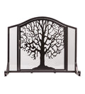 Plow & Hearth Metal Fireplace Screen Tree of Life Black | 44 W x 33 H | Flatguard | Spark Guard Grate | Iron Fire Place Cover | 