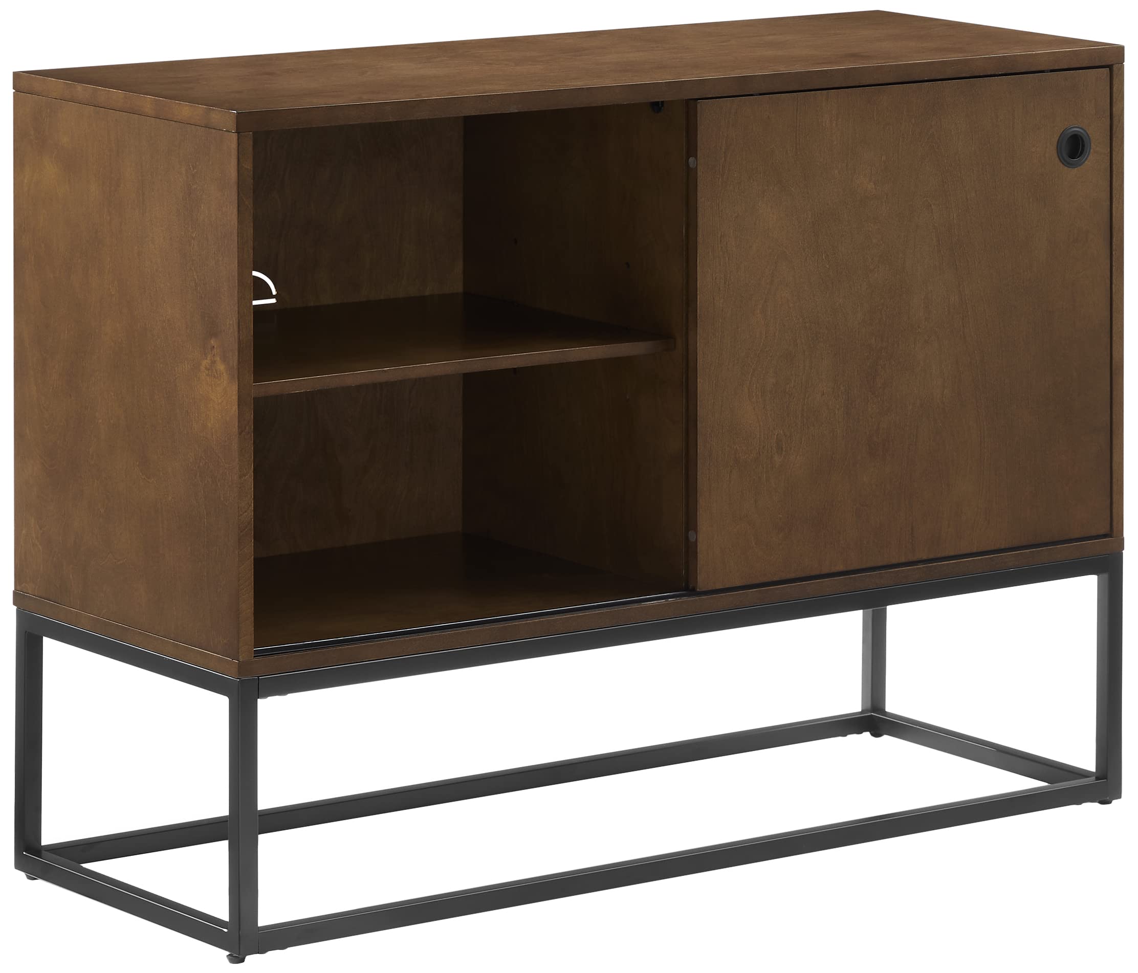 Crosley Furniture Byron Media Console And Record Player Stand With Storage For Vinyl Records, Brown/Black