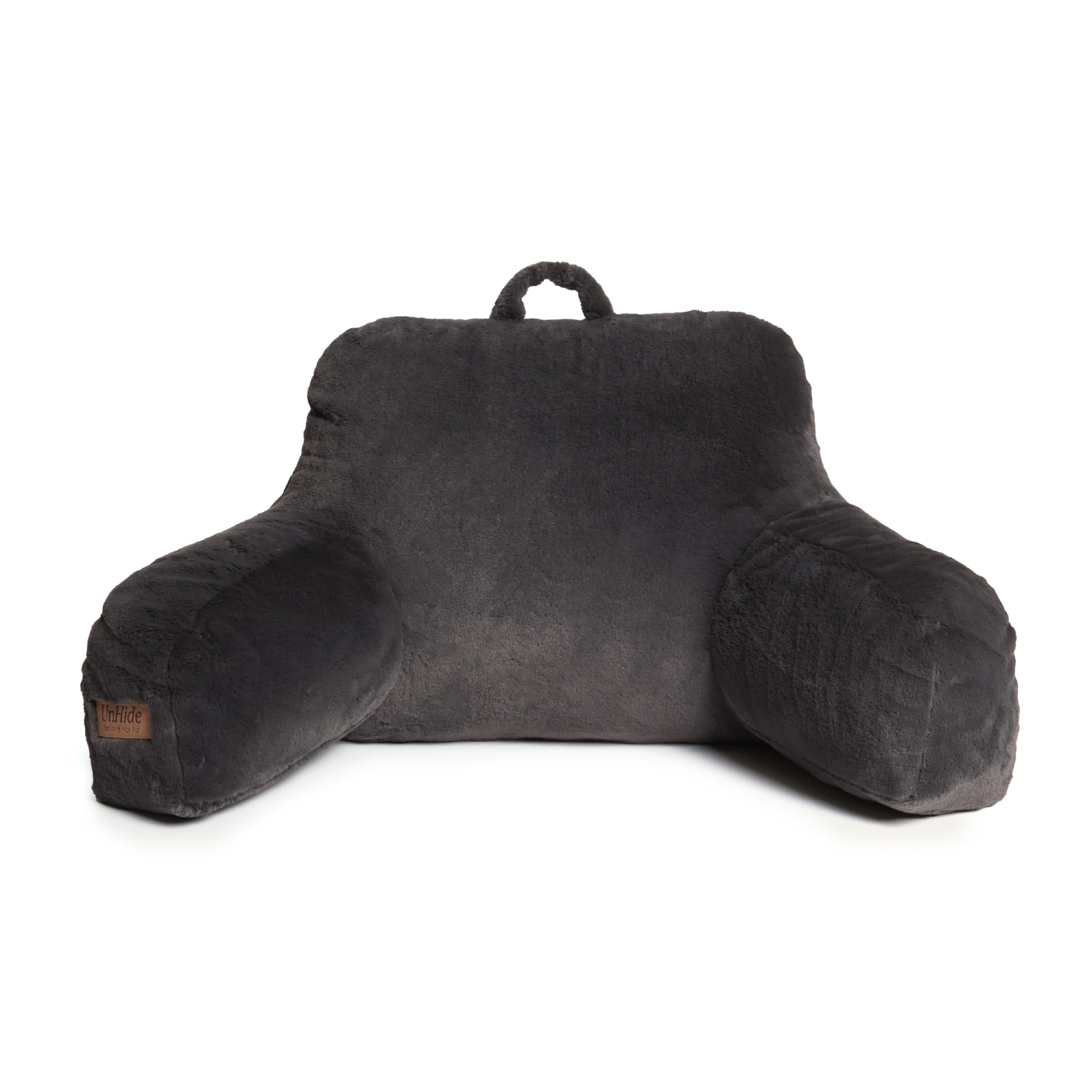 Unhide Squish Backrest Pillow - A Large Pillow With Arms For Sitting Up In Bed, Reading Or Lounging - Removable, Washable Faux F