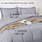 Homelike Moment California King Comforter Set Light Grey, Lightweight Cal King Comforter Set Soft Down Alternative Bedding Sets