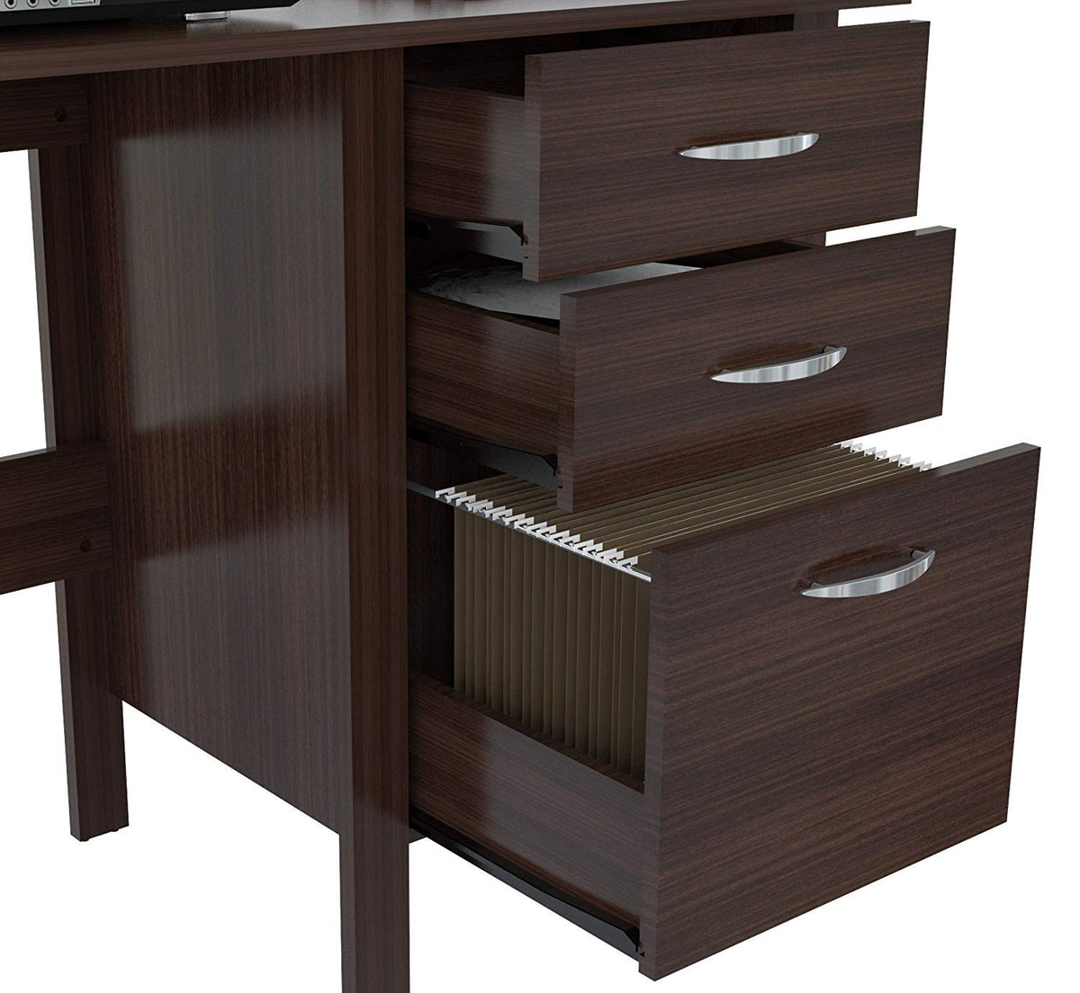 HomeRoots Office Writing Desk with 3 Drawers - Melamine/Engineered Wood