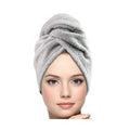 KEEPOZ Hair Towel Wrap Quick Dry 100% Cotton Super Absorbent Turban Head Wrap for Women with Button, Non Microfiber Anti Frizz P