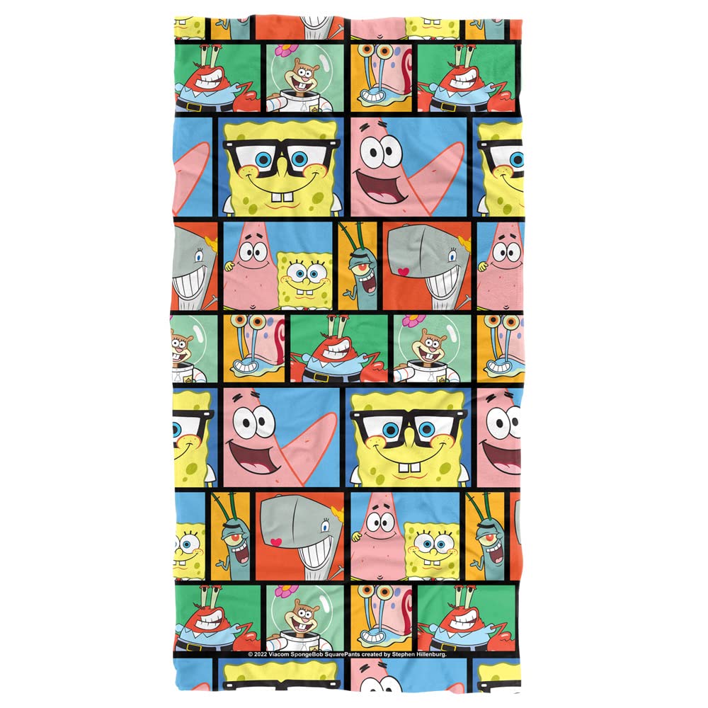 LOGOVISION Spongebob Beach Towel, 30x60, Spongebob Tile Pattern Beach Towel