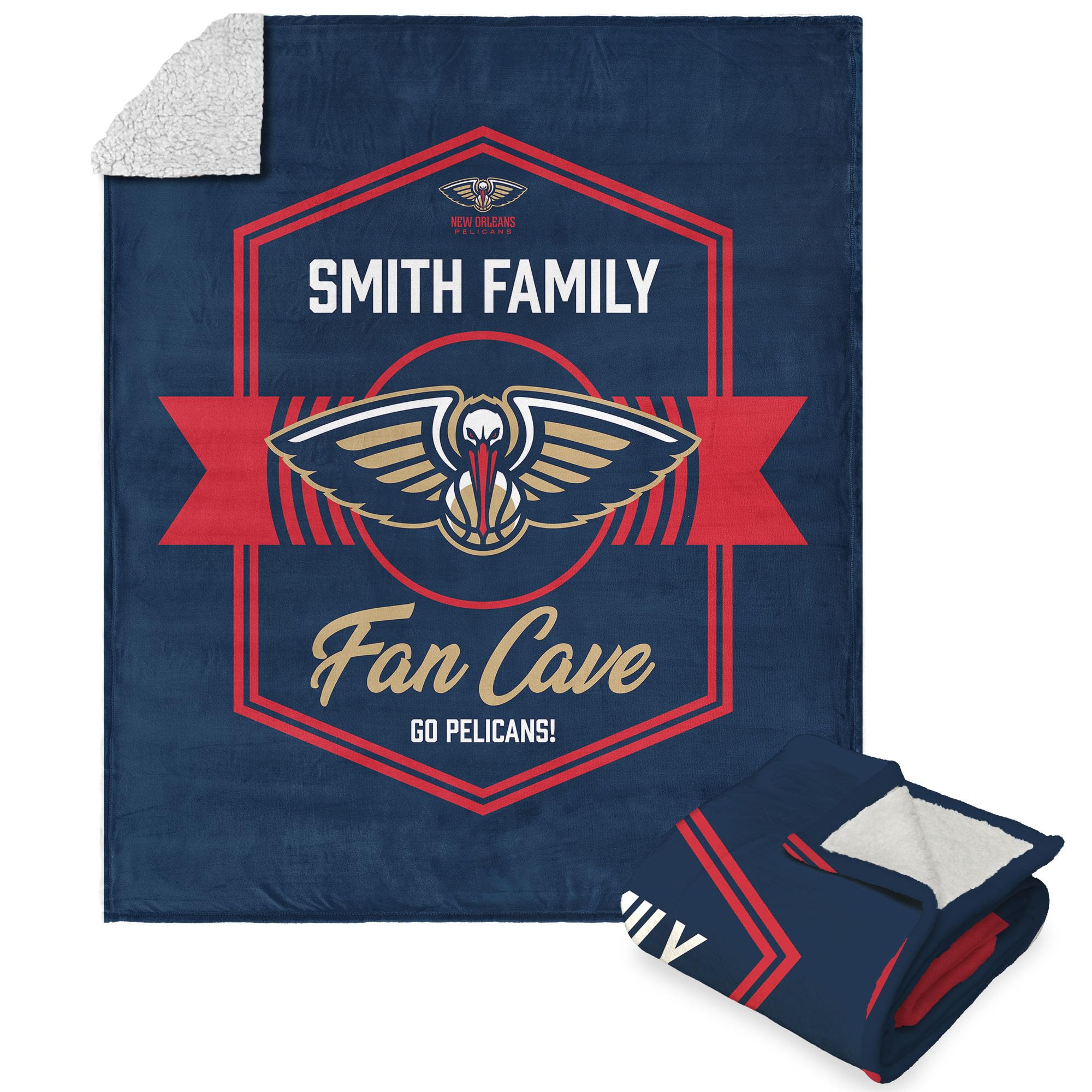 Nba New Orleans Pelicans Dominion Personalized Silk Touch Sherpa Throw Blanket 50X60 Inches