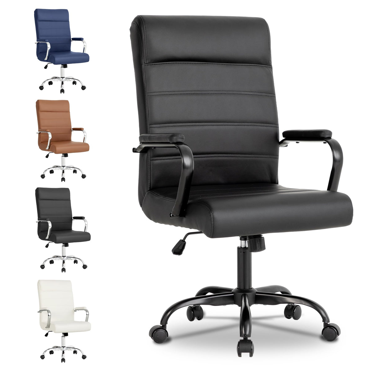 Bowthy Office Desk Chair,Modern Leather Conference Room Chairs,High Back Ergonomic Home Ofiice Chair,Adjustable Height Swivel Ex