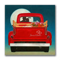 Sharing the Moon - Personalized Romantic Red Truck Decor Art (16x16 Wood Block)