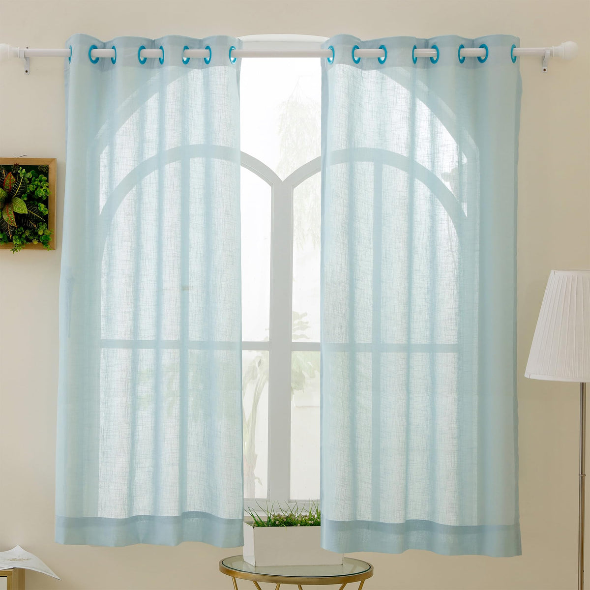 Story@Home Window Curtains 5 Feet Long Set of 2 | Solid Printed | Semi Transparent Curtain | Net Curtains | Sheer Curtain for Li