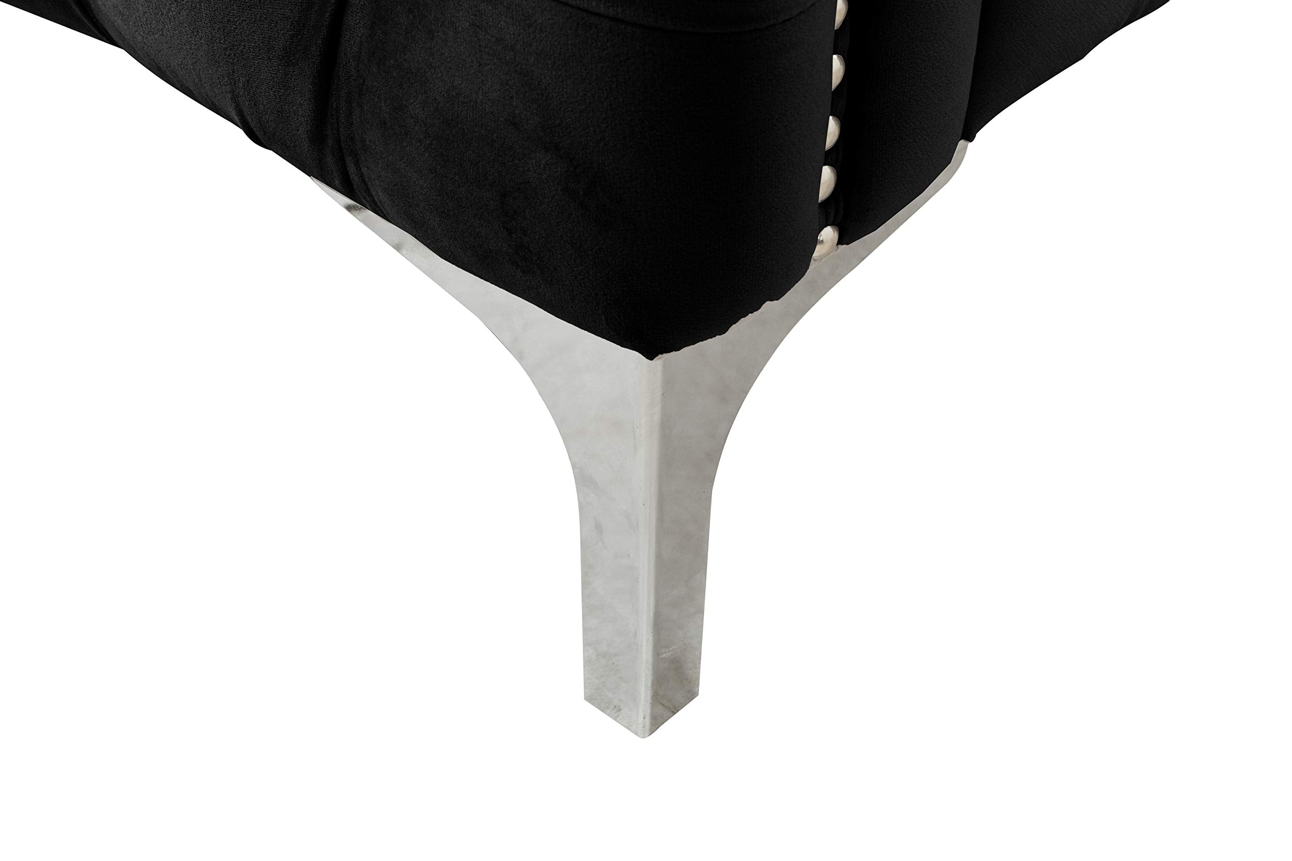 Lilola Home Bayberry Black Velvet Sofa with 3 Pillows