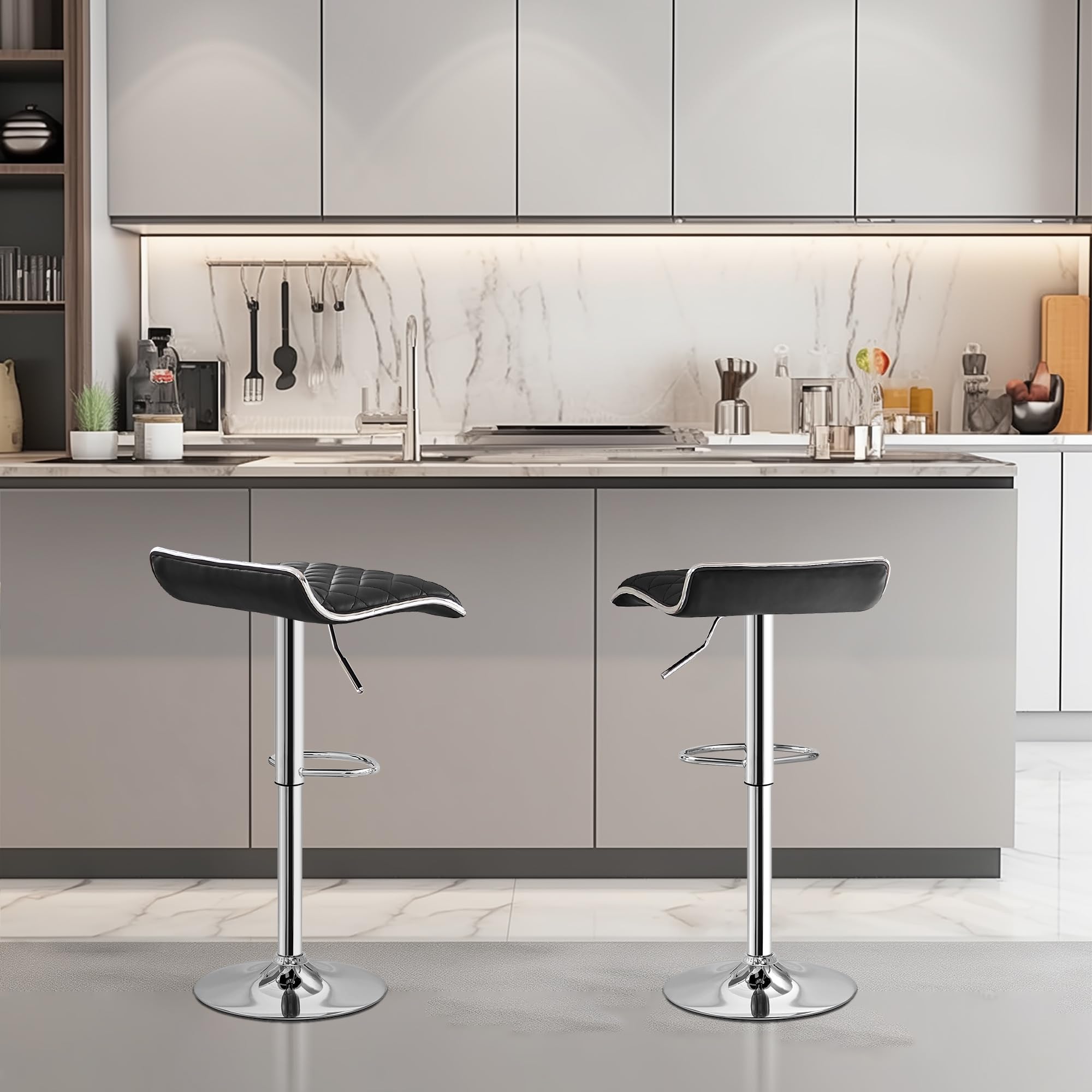Vecelo Adjustable Bar Stools Set Of 2, Bar Height Stools For Kitchen Counter