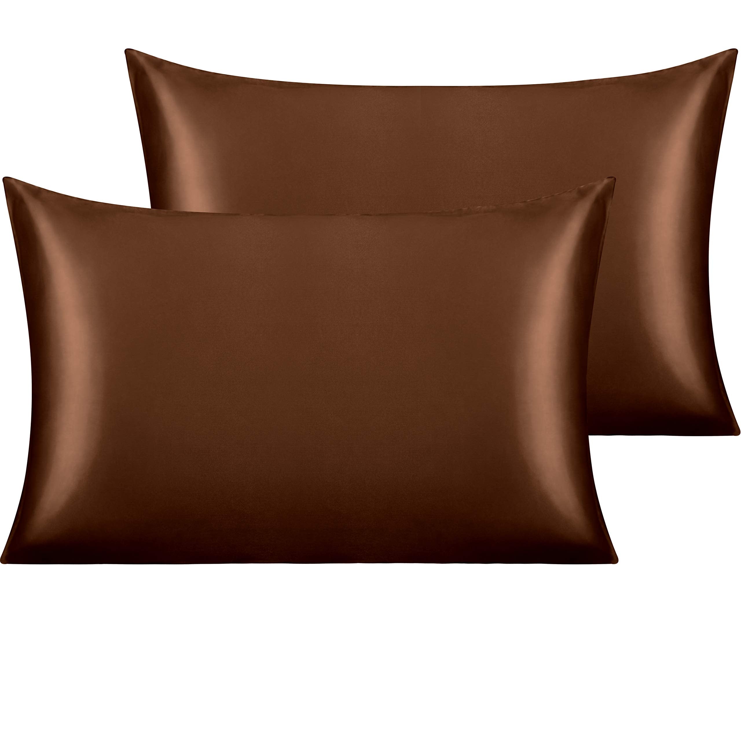 Ntbay 2 Pack Satin Queen Pillowcases For Hair And Skin, Luxurious And Silky Pillow Cases With Envelope Closure, 20X30 Inches, Br