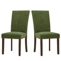 COLAMY Upholstered Parsons Dining Chairs Set of 2, Fabric Dining Room Kitchen Side Chair with Nailhead Trim and Wood Legs - Gree