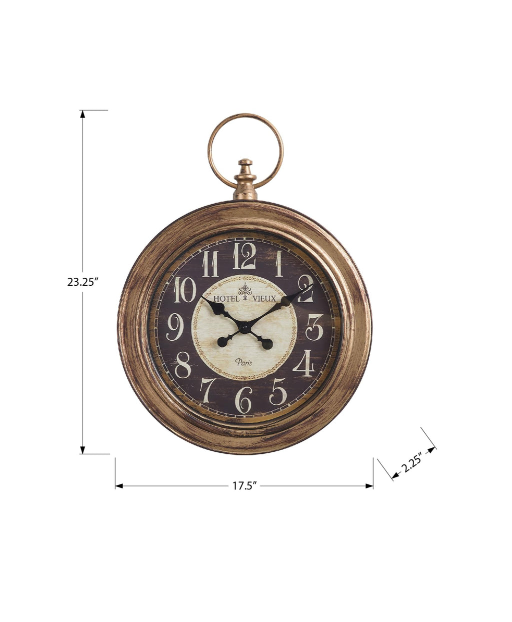 Monarch Specialties I 9092 Clocks, 18' Round, Wall Clock, Antique Brown, Traditional