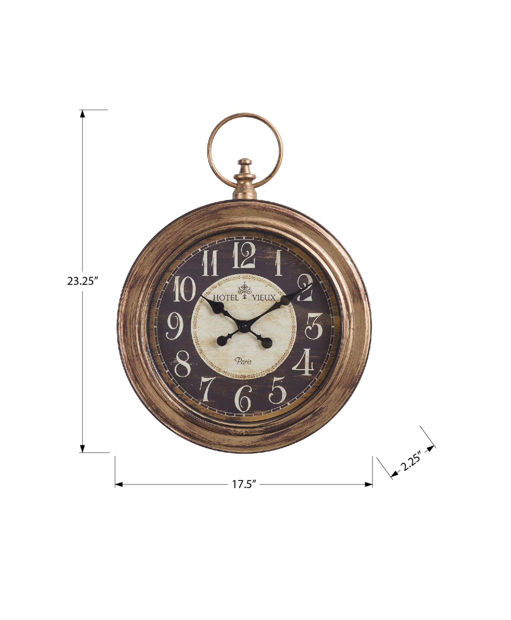 Monarch Specialties I 9092 Clocks, 18' Round, Wall Clock, Antique Brown, Traditional