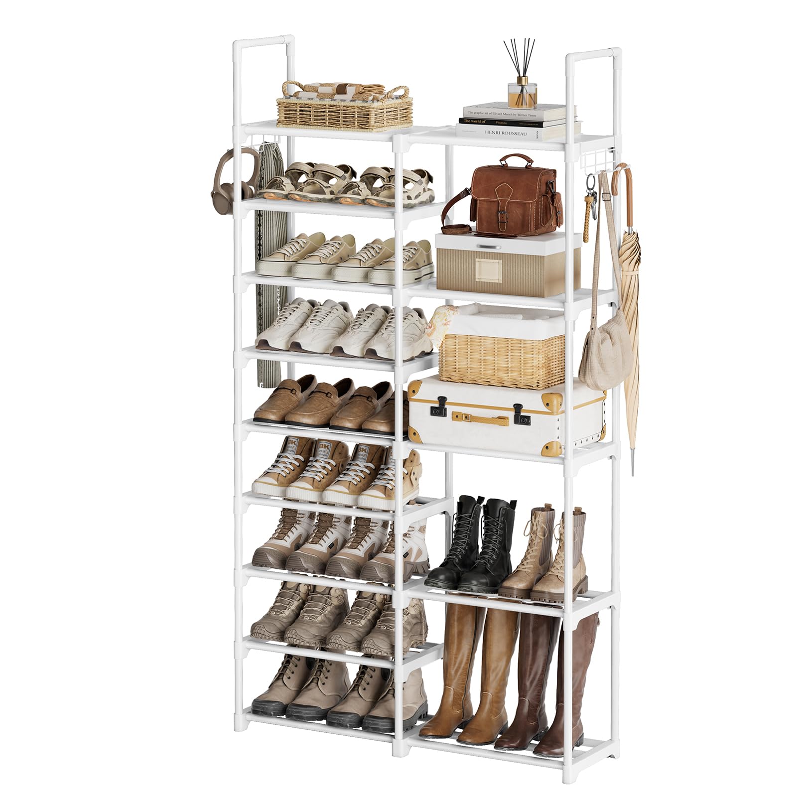 Wowlive 9 Tiers White Shoe Rack For Closet Shoe Rack Storage Organizer For Entryway 30-35 Pairs Stackable Shoe Rack Shelf For Fr