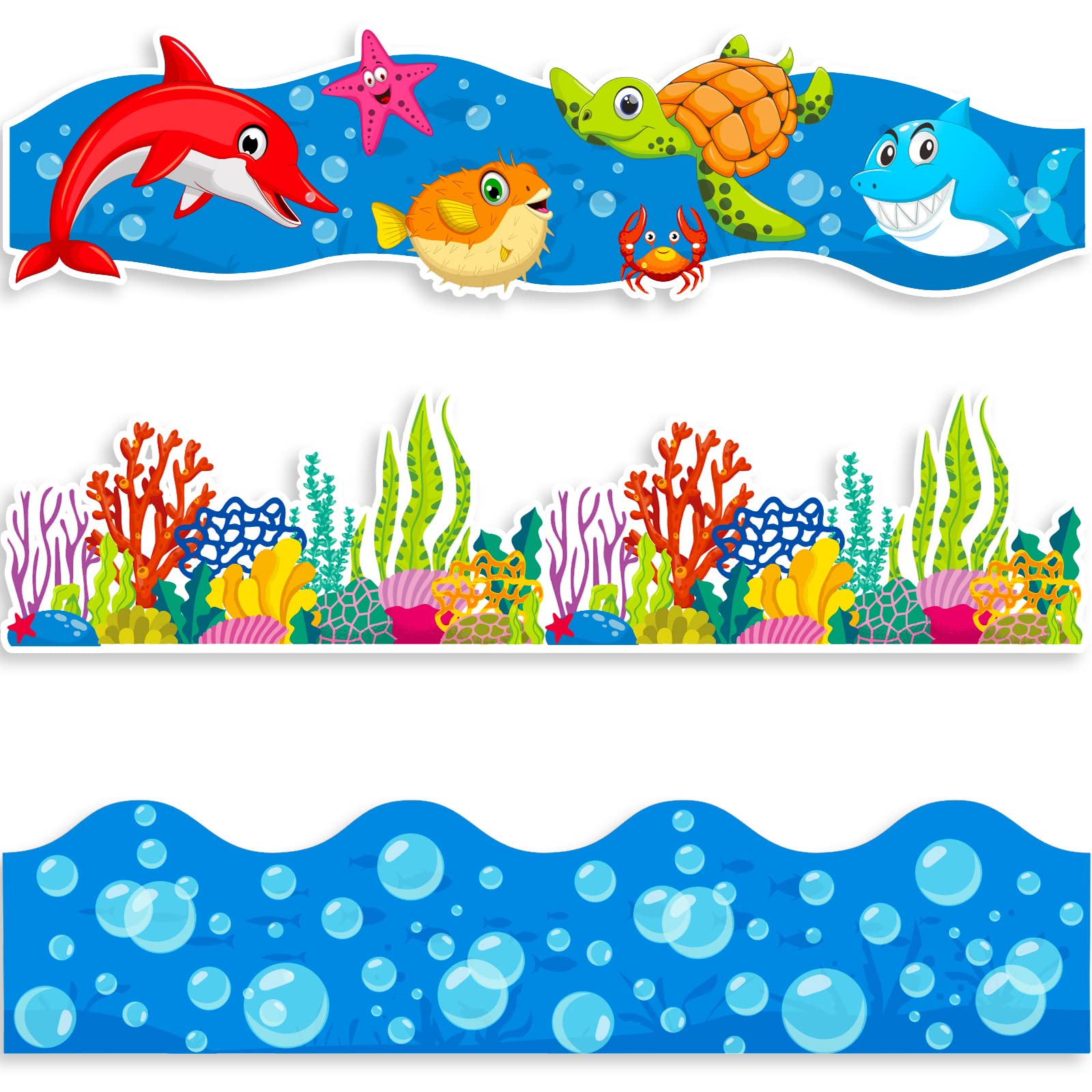 Sabary 71 Ft Ocean Bulletin Board Borders Under The Sea Borders Summer Ocean Fish Classroom Decor Borders For Back To School Wal