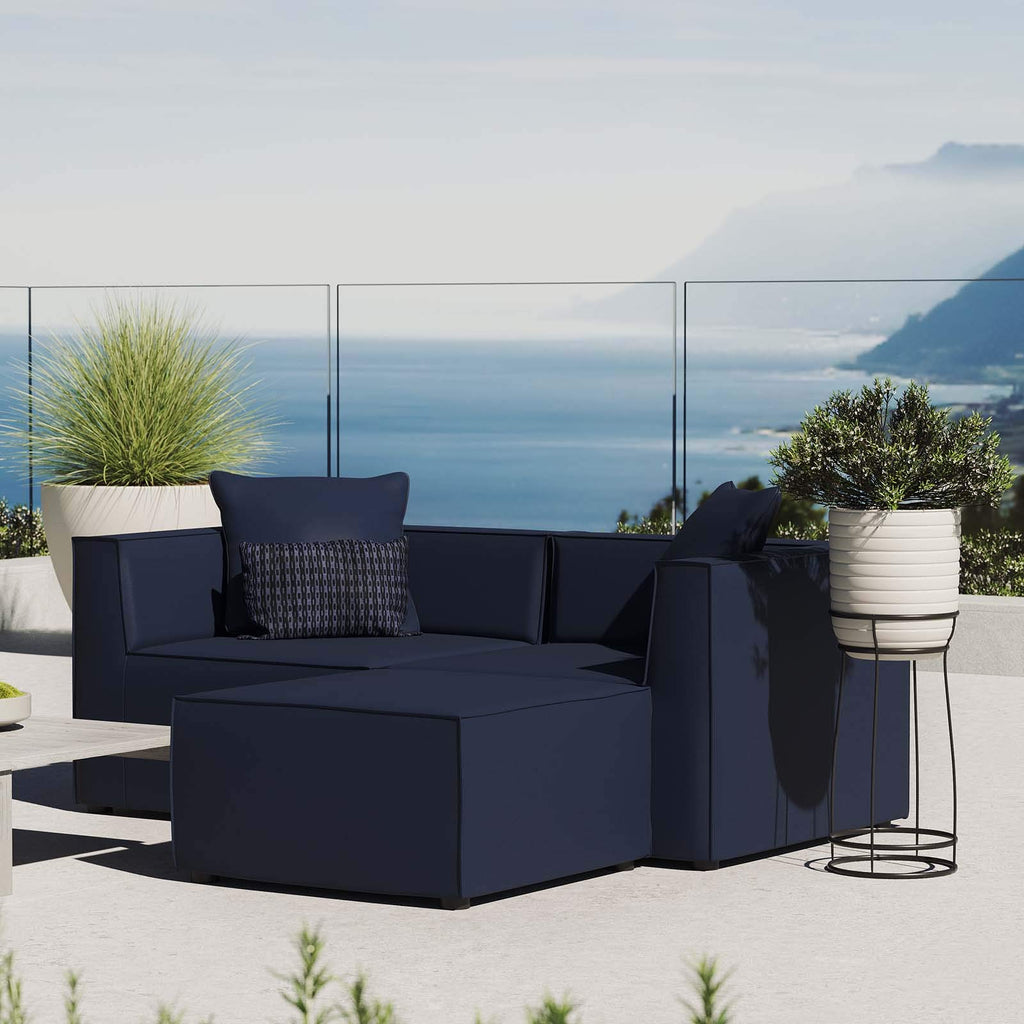 Modway Eei-4378-Nav Saybrook Patio Upholstered Loveseat And Ottoman Set In Navy