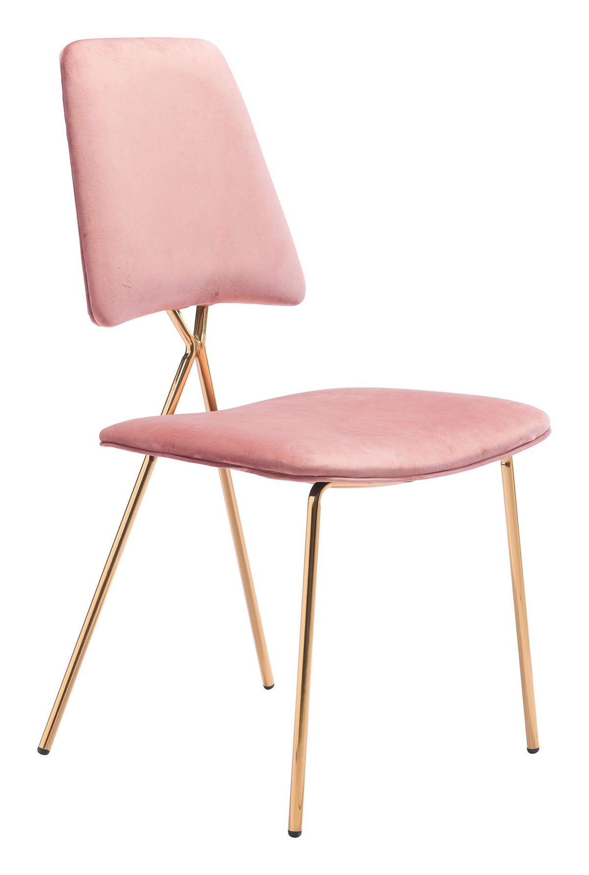 HomeRoots 19.7' x 21.9' x 35.8' Pink & Gold, Velvet, Steel & Plywood, Chair - Set of 2