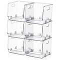 Ferrochef 6 Pcs Clear Plastic Storage Bins Stackable Pantry Organizer