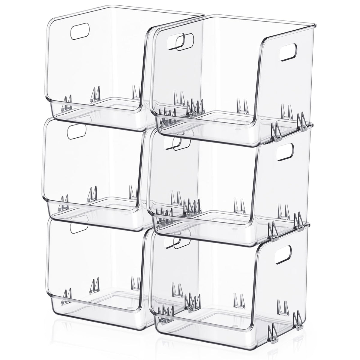 Ferrochef 6 Pcs Clear Plastic Storage Bins Stackable Pantry Organizer