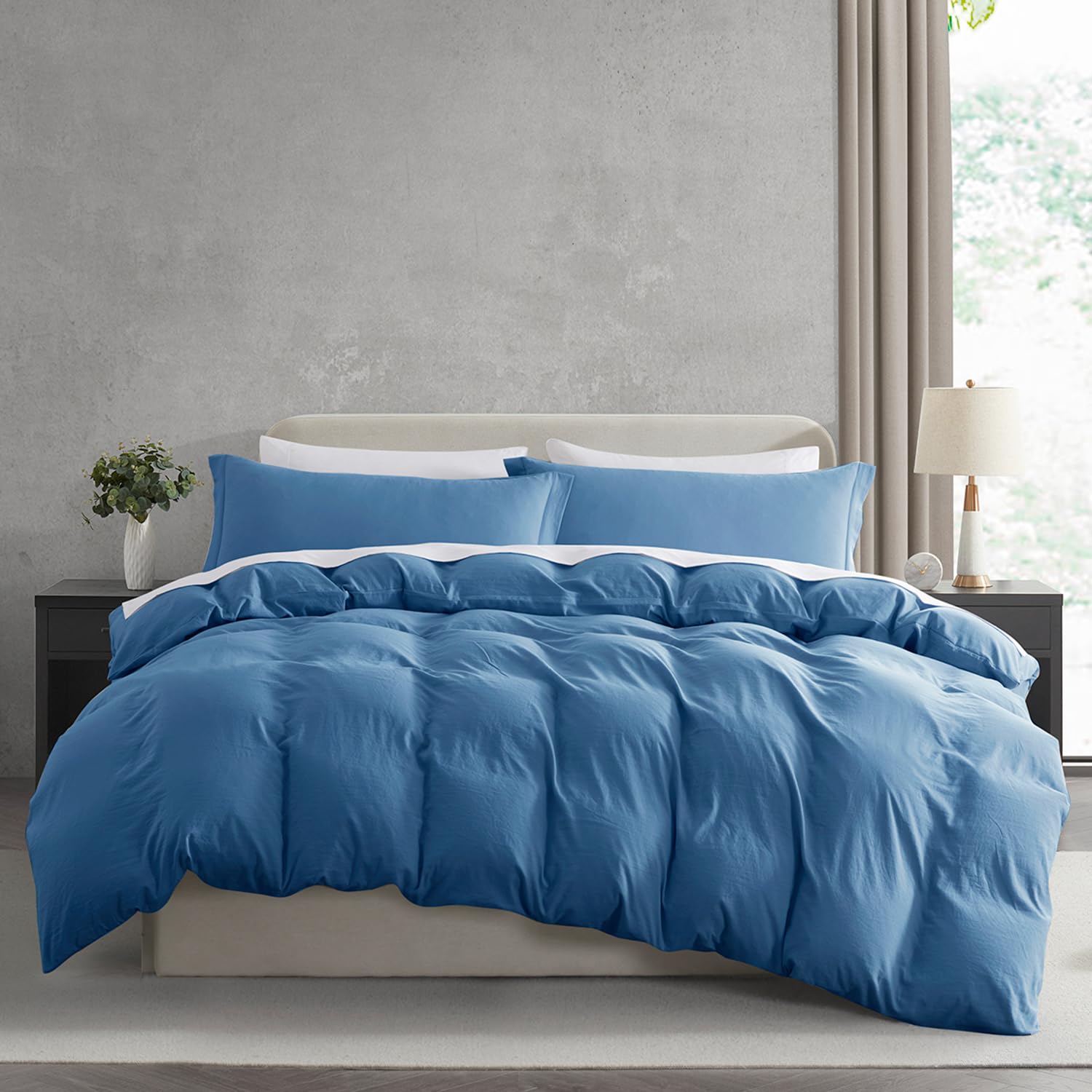 Nestl Blue Heaven California King Duvet Cover Sets - Soft Prewashed Cal King Duvet Cover, 3 Piece, With Zipper Closure, 1 Duvet Cover 104X98 Inches And 2 Pillow Shams - No Comforter