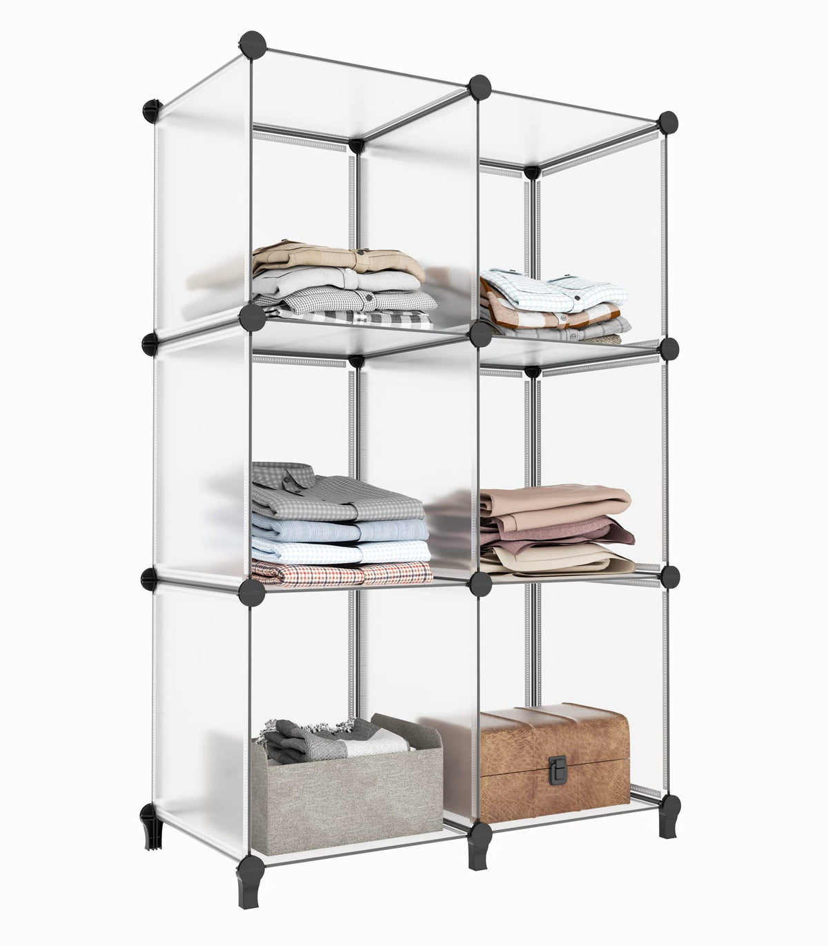 Homidec 20-Cube Transparent Cube Storage Organizer, Modular Storage Shelf With Hammer, Cube Storage Bin Cabinet Closet Bookshelf For Living Room, Bedroom, Office, Each Cube Size 11.8 X 11.8 Inch