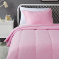 Amazon Basics 2 piece Microfiber Kids Comforter and Pillow Sham Set, Twin, Light Pink, Solid