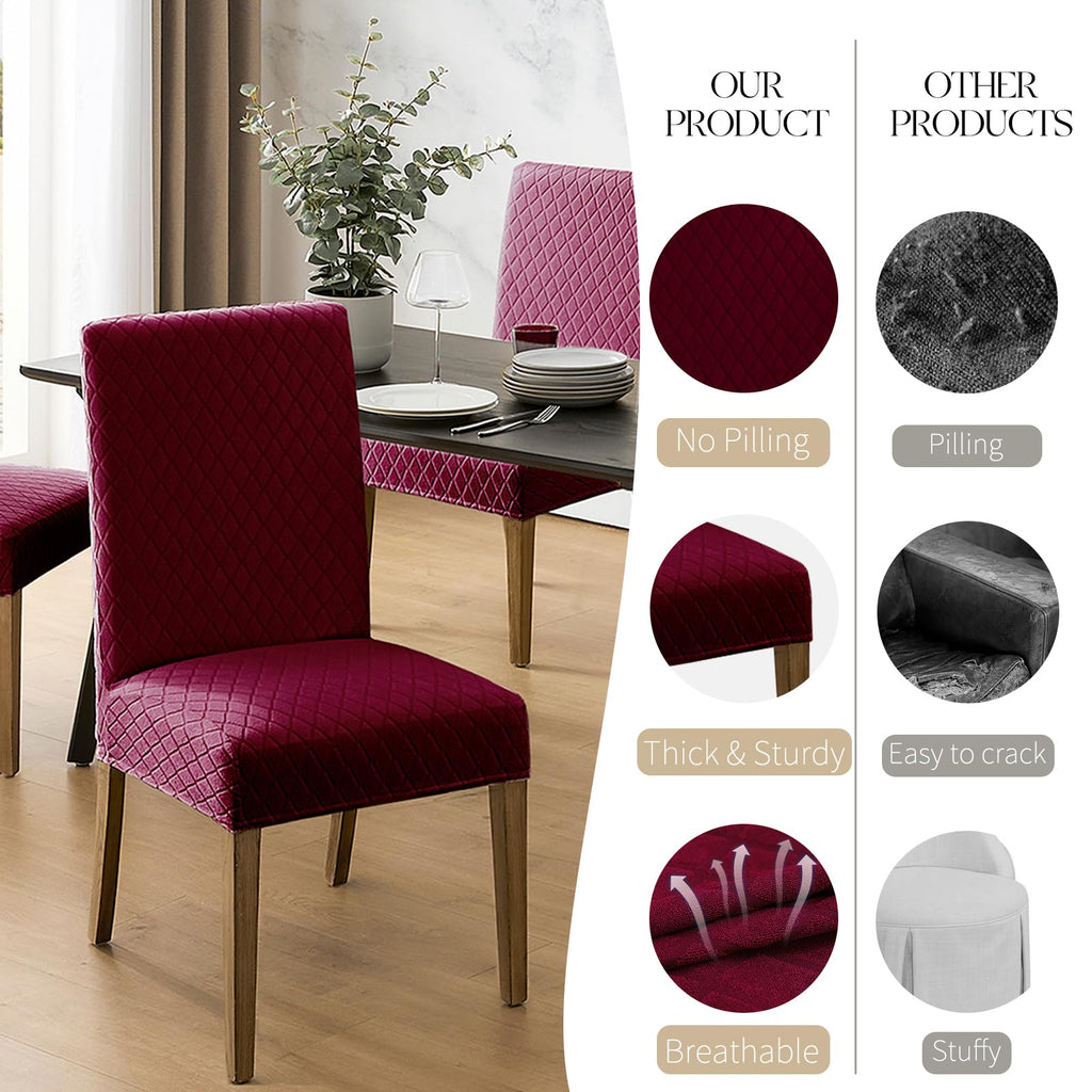 Mosayt 100% Waterproof Winter Christmas Chair Covers Set Of 6, Super Fit Stretch Jacquard Parson Chairs Slipcovers Removable Was