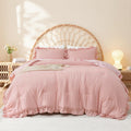 Litanika Blush Pink Ruffle King Bed Comforter Set, 3 Pieces Girls Women Cute Bedding Comforters & Sets, Lightweight Fluffy Micro
