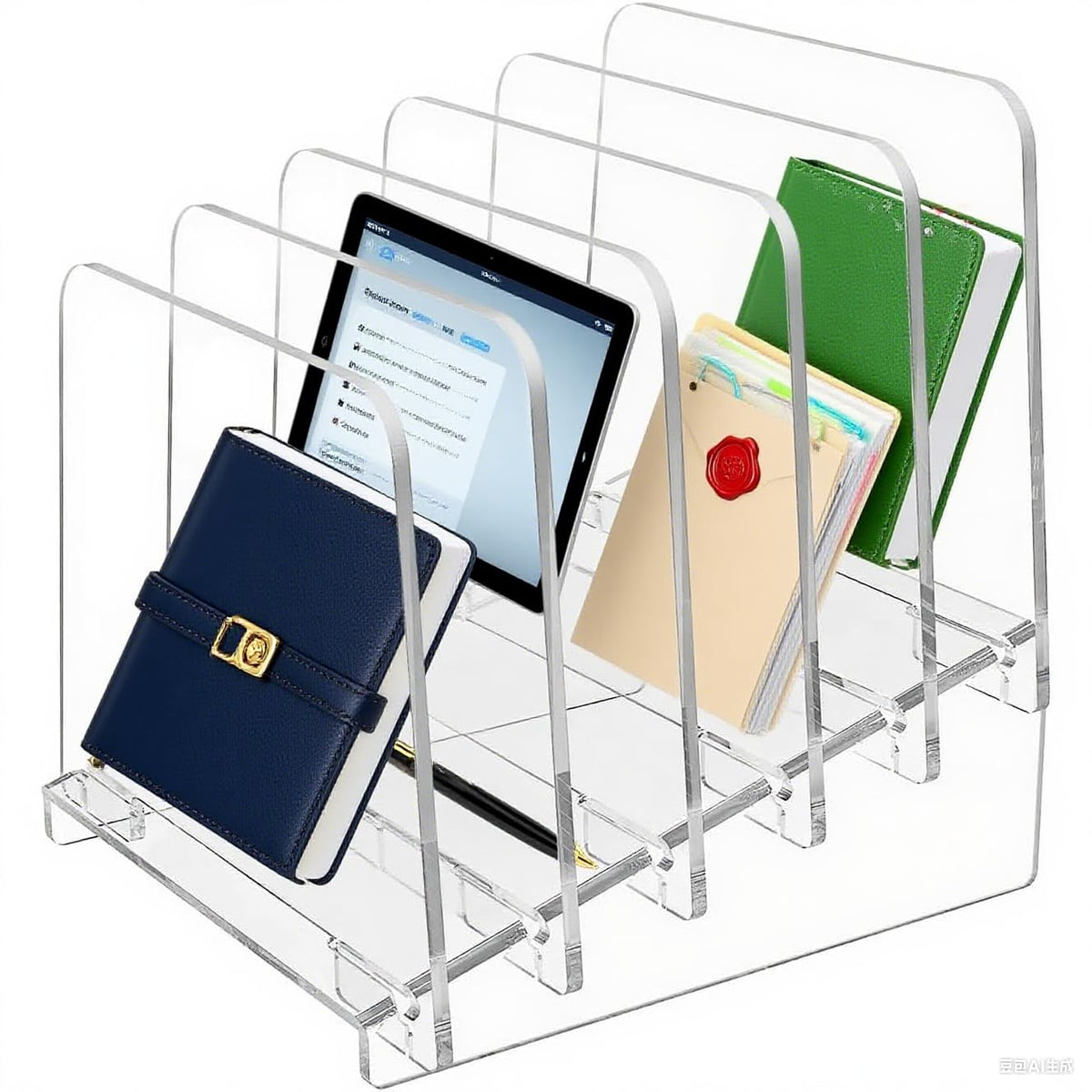 COTOSEA 5Tier Acrylic File Organizer for Desk, 30 Inclined Desk File Organizer, Acrylic Folder Holder Stand for Letter Size Doc