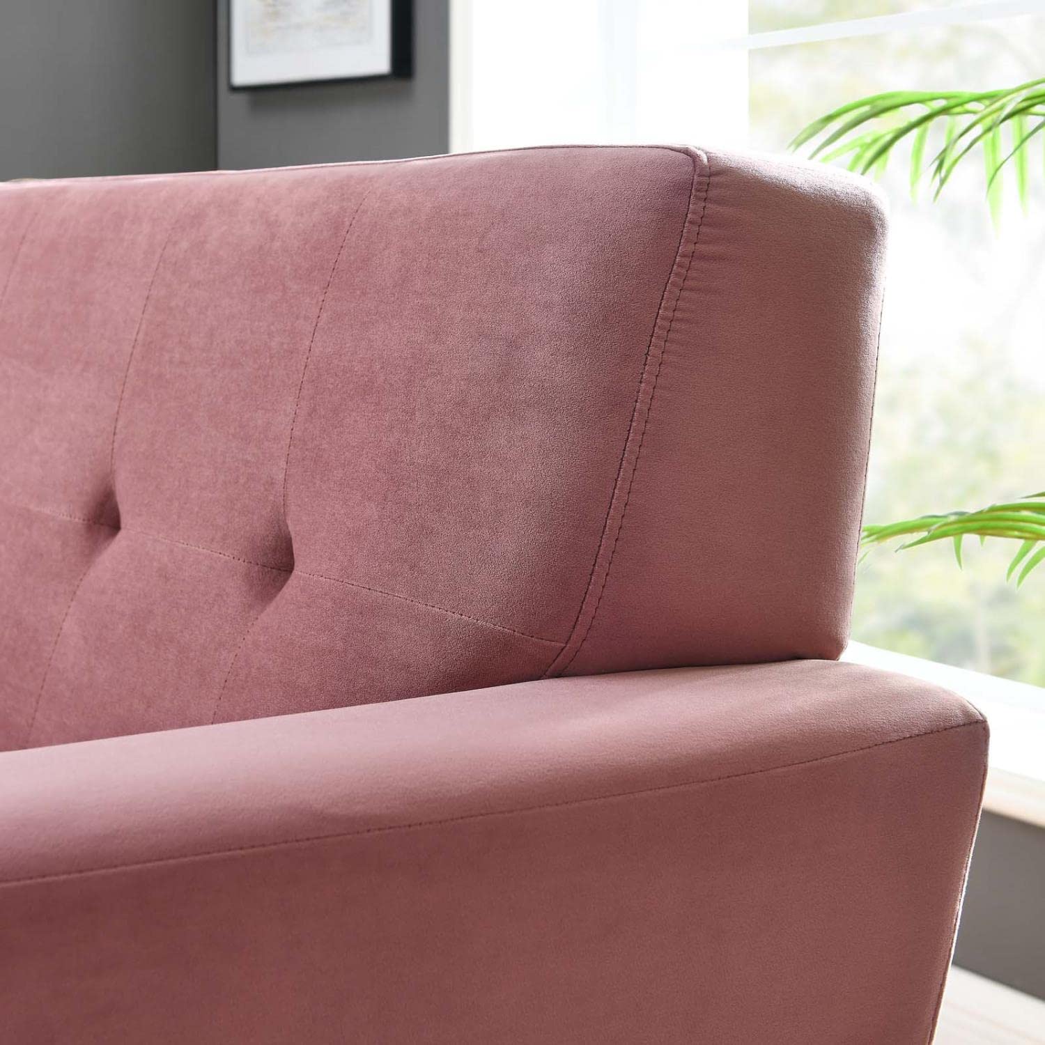 Modway Engage Modern Tufted Back Performance Velvet Armchair In Dusty Rose Pink