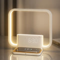RETEYUNG Bedside Lamps,Sunrise Dual Alarm Clock for Heavy Sleepers,Table Lamp with Fast Wireless Charger Station for iPhone/Sams