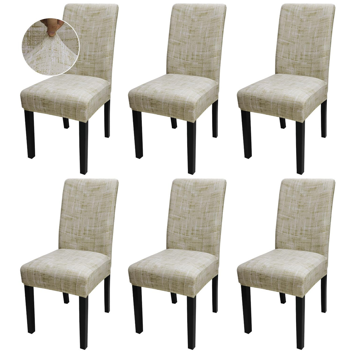 Jqinhome Pattern Chair Covers For Dining Room Set Of 6, High Stretch Removable Washable Parsons Chair Slipcover For Home Party Hotel Wedding Ceremony (Stripe Pattern,6Pcs)