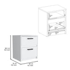 Nightstand 18" H, 2 Drawers with Metal Handles, White