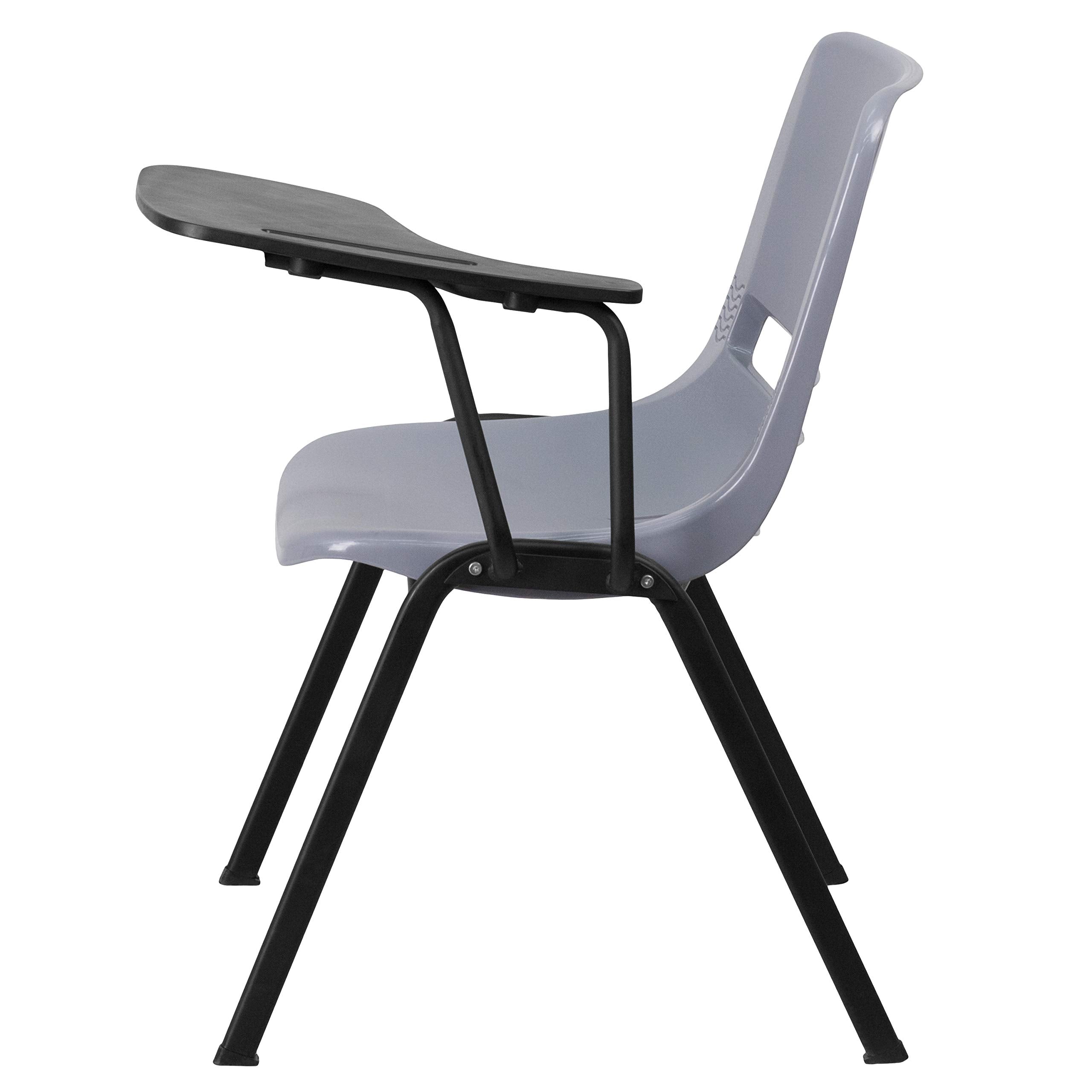 Flash Furniture Gray Ergonomic Shell Chair with Left Handed Flip-Up Tablet Arm