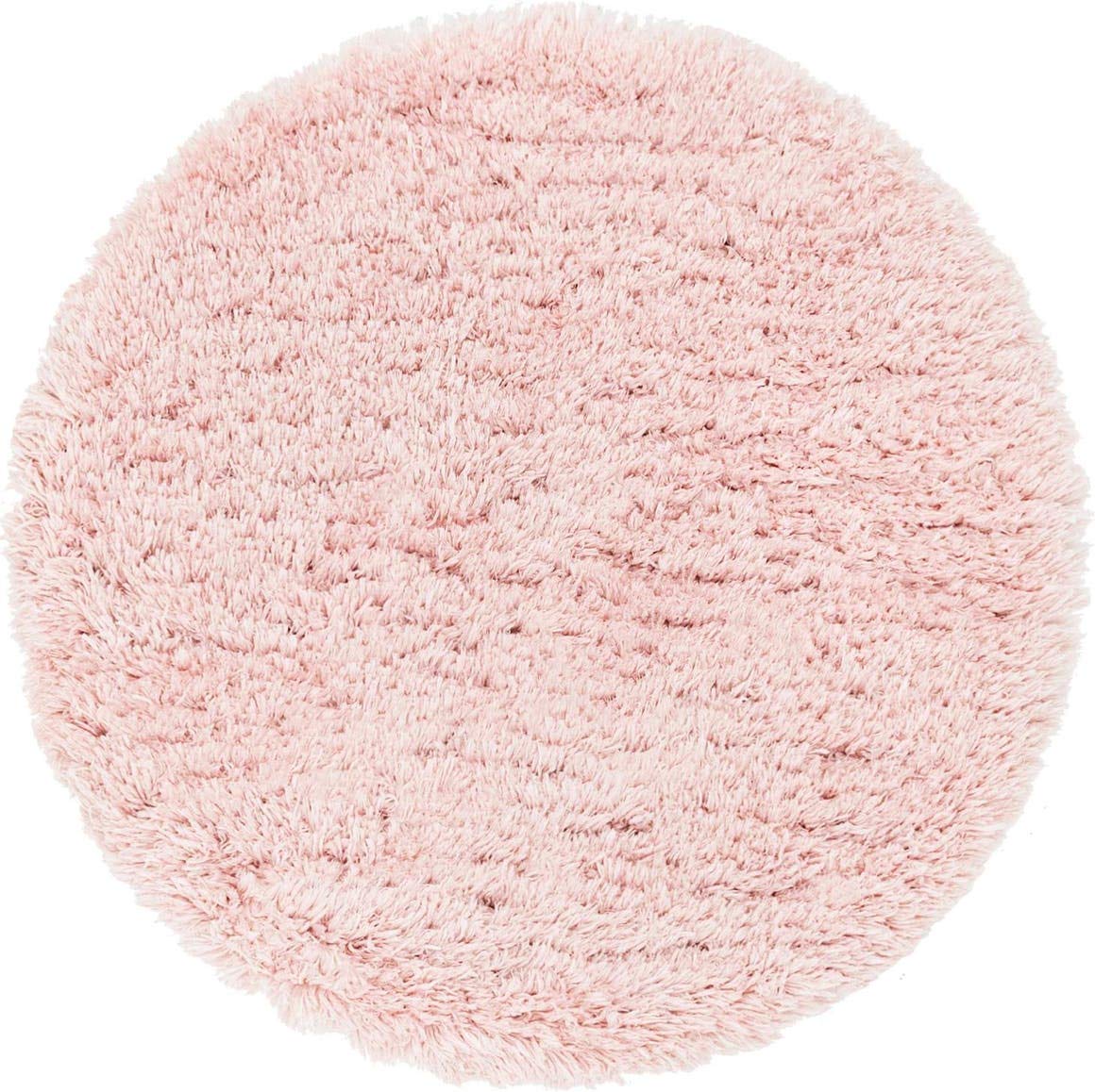 Rugs.com Infinity Collection Solid Shag Area Rug 3 Ft Round Pink Lace Shag Rug Perfect for Kitchens, Dining Rooms