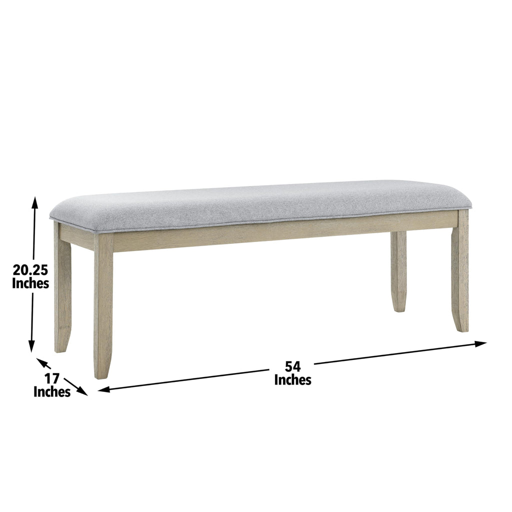 Steve Silver Furniture Carena Backless Dining Gray Bench, Brown