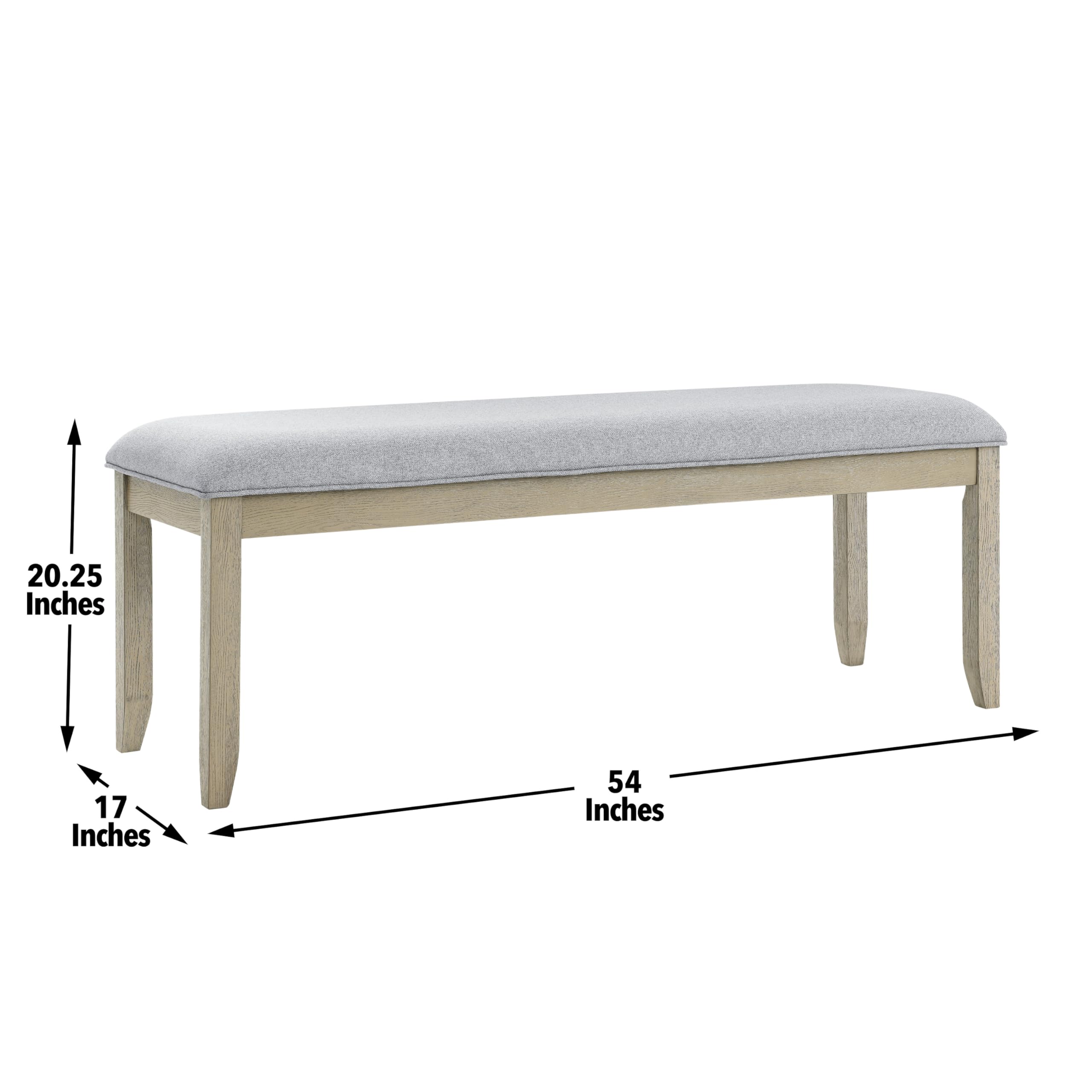 Steve Silver Furniture Carena Backless Dining Gray Bench, Brown