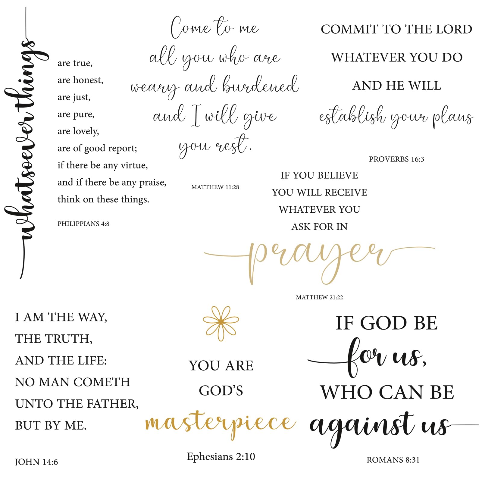 BBTO Bible Verse Wall Stickers Inspirational Quote Wall Decals Religious Motivational Scripture Sticker Peel and Stick for Bedro