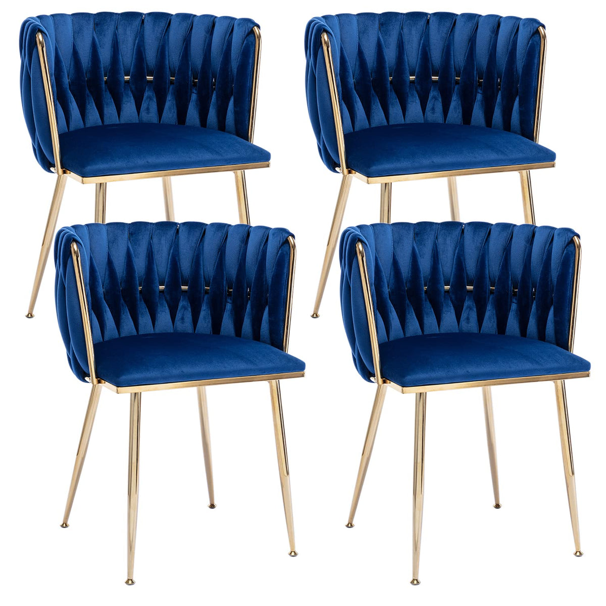 Kiztir Velvet Dining Chairs Set Of 4, Modern Dining Chair With Gold Metal Legs, Luxury Tufted Dining Chairs For Dining Room, Bed
