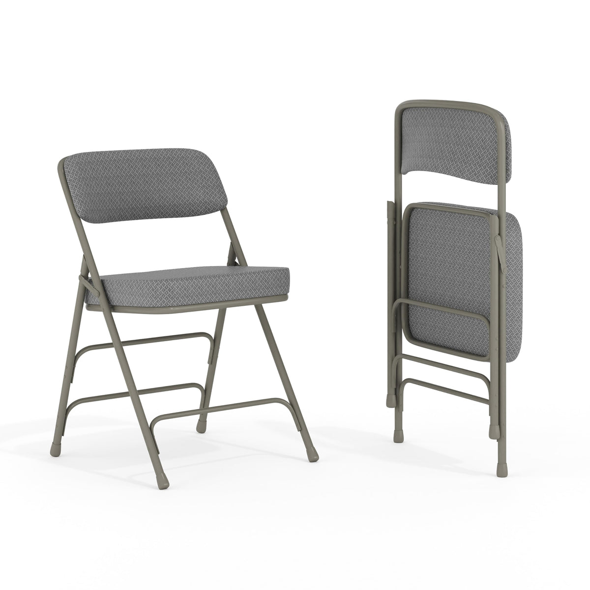 Flash Furniture Hercules Series Metal Folding Chairs With Cushioned Seats, Fabric Upholstered Event Chairs, Set Of 2, Gray