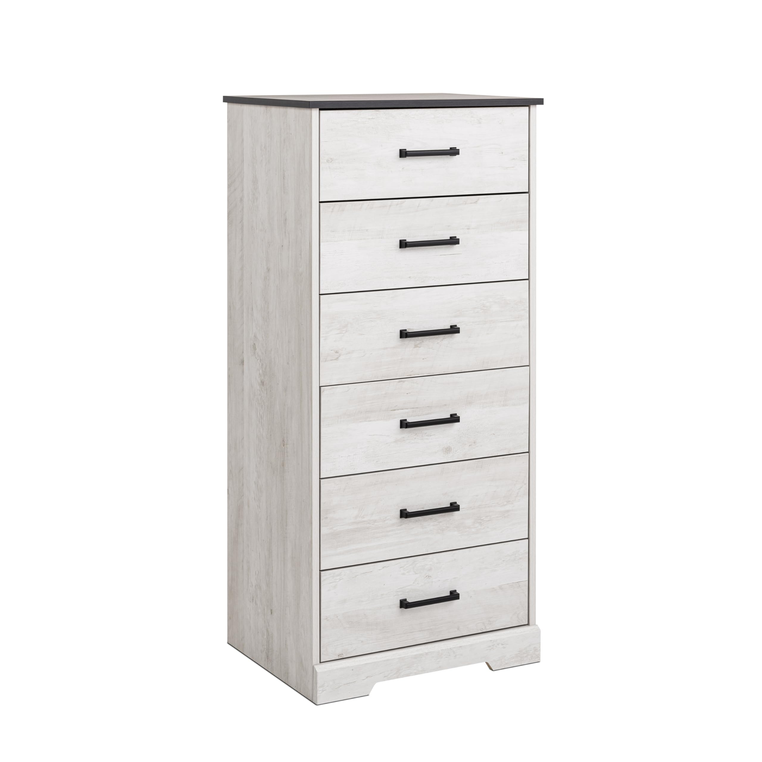 Prepac Rustic Ridge Farmhouse Dresser, Washed White Dresser For Bedroom, Chest Of Drawers With 6 Drawers 18.5' D X 23.75' W X 51.5' H, Adbh-1606-1