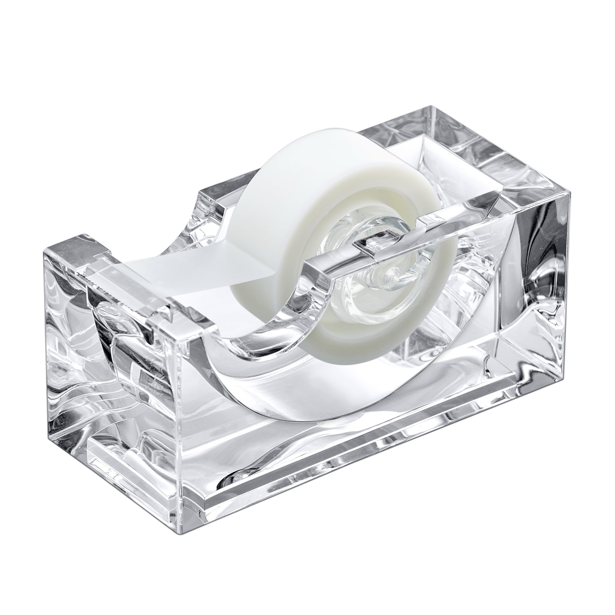 Amazing Abby - Tanya - Acrylic Tape Dispenser, Plastic Label Roll Holder, Clear Sticker Organizer, Perfect Office Desktop Storag