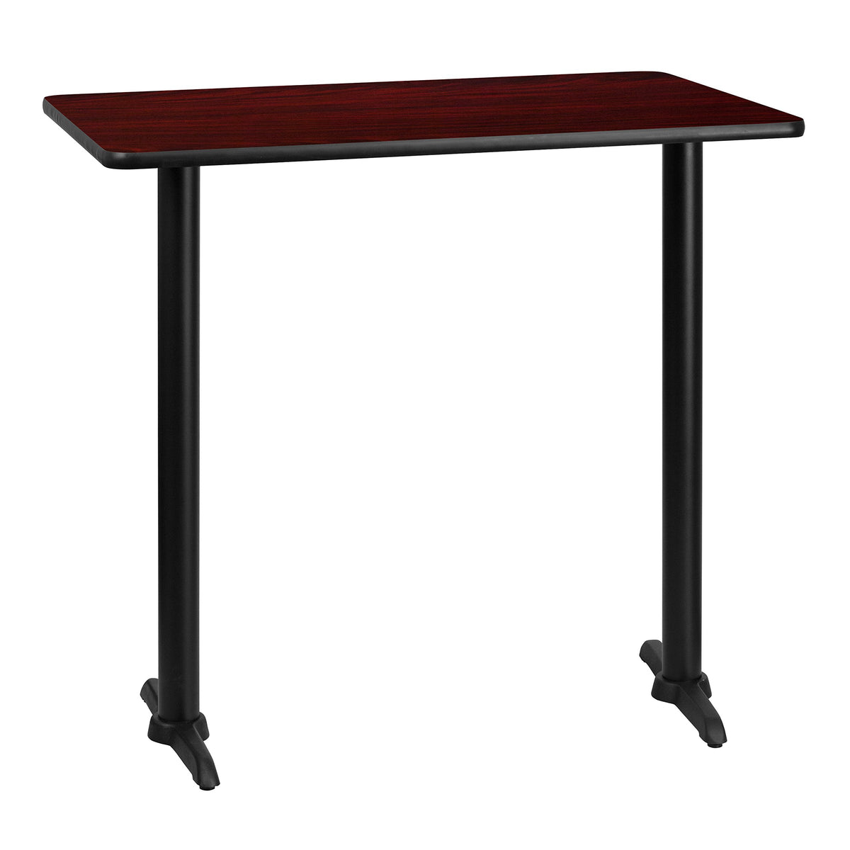 Flash Furniture Stiles 30'' x 42'' Rectangular Mahogany Laminate Table Top with 5'' x 22'' Bar Height Table Bases