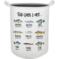 HKTZM God Says I Am Fish Laundry Basket, Toybox for Boys Room, Christian Laundry Basket Hamper Waterproof Collapsible Clothes To