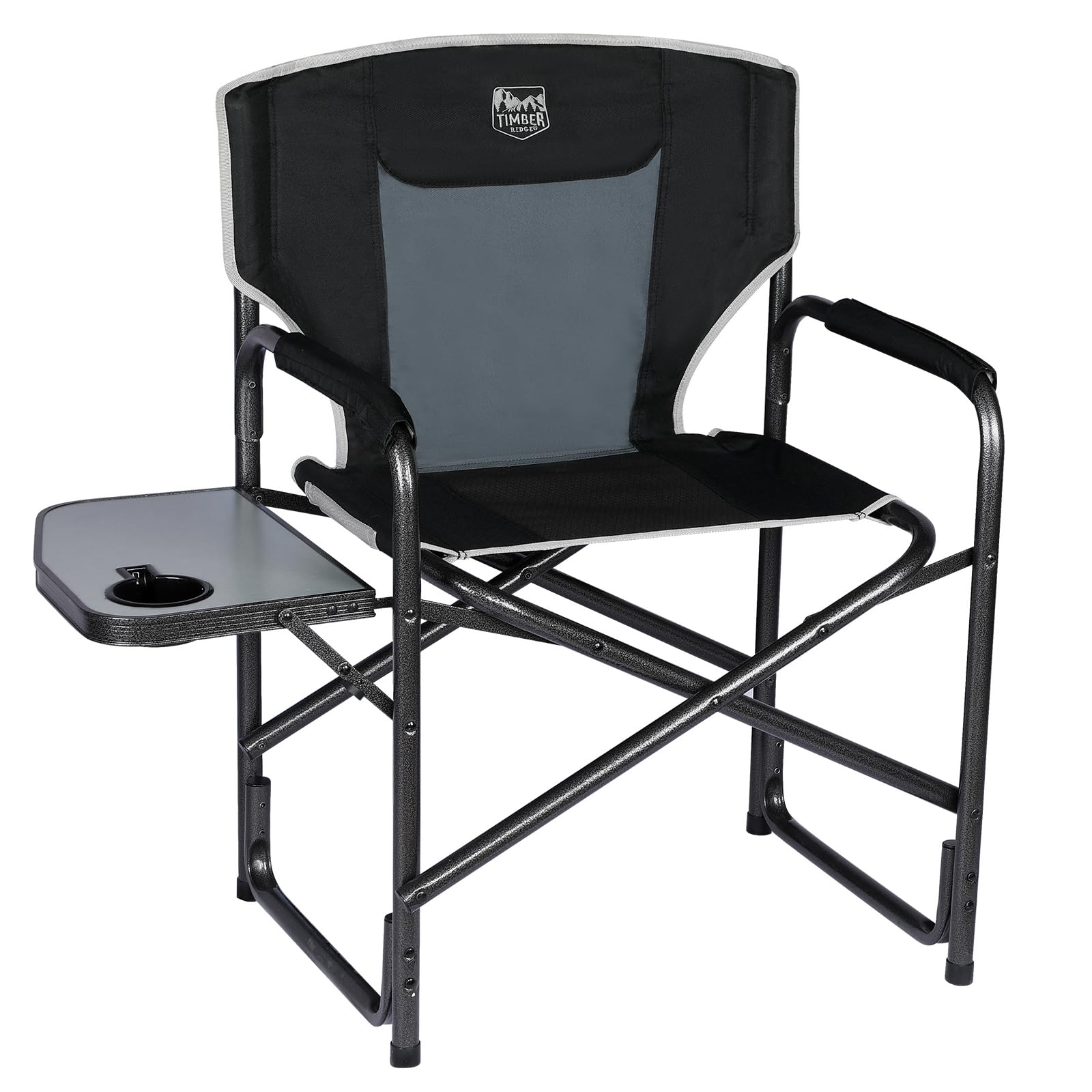 Timber Ridge Lightweight Oversized Camping Chair, Portable Aluminum Directors Chair With Side Table For Outdoor Camping, Lawn, Picnic And Fishing, Supports 400Lbs (Black) Ideal Gift