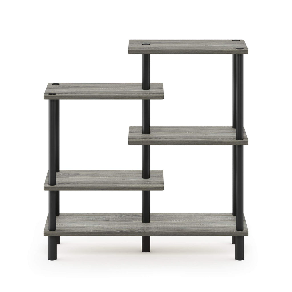 Furinno Turn-N-Tube 5-Tier Accent Display Rack, French Oak Grey/Black
