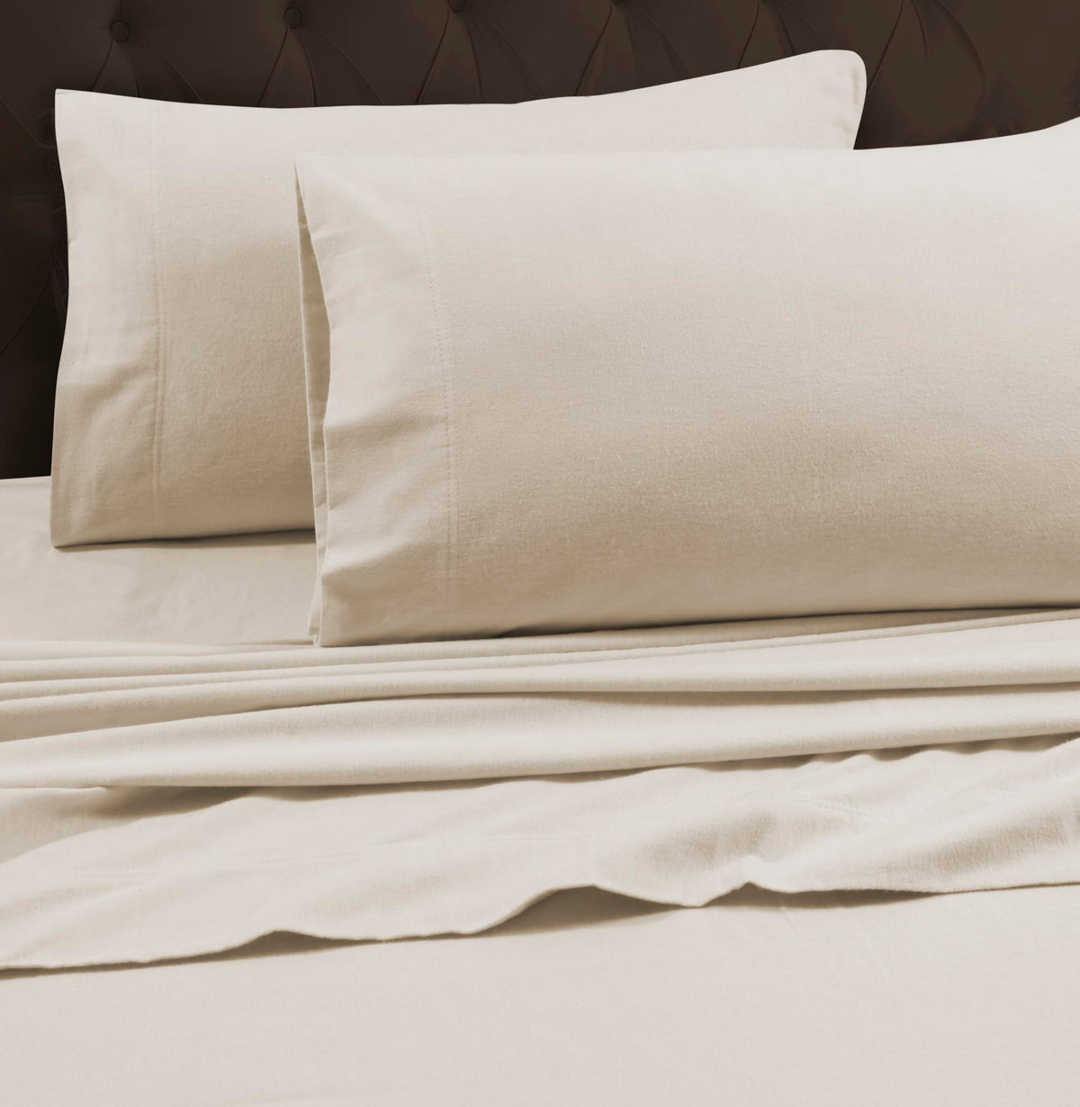 Tribeca Living King Luxury Solid Flannel Extra Deep Pocket Fitted Sheet, Fits Up To 24' Mattress, Ivory